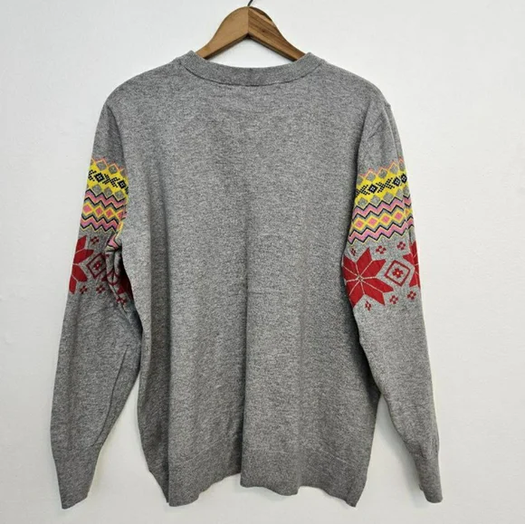 GAP Crewneck Sweater in Gray with Red and Yellow Accents - Picture 5 of 7
